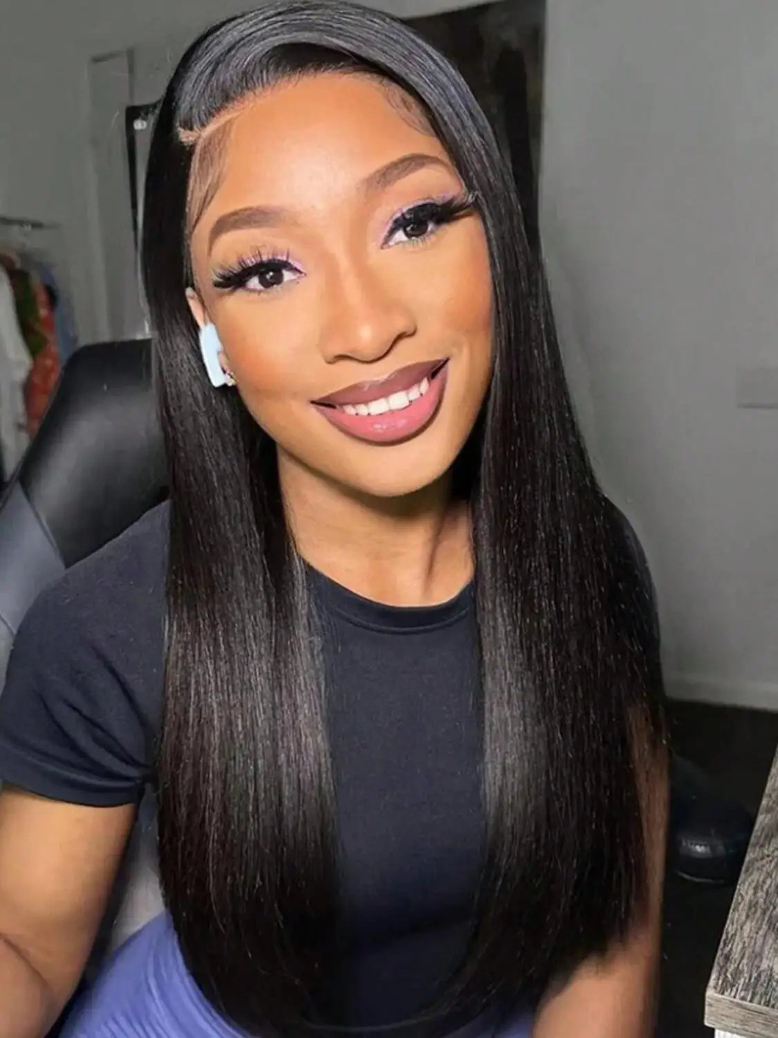 

Straight High-Definition Lace Front Wig Pre Impregnated Straight Non Stick Human Hair 13x4 High-Definition Wig