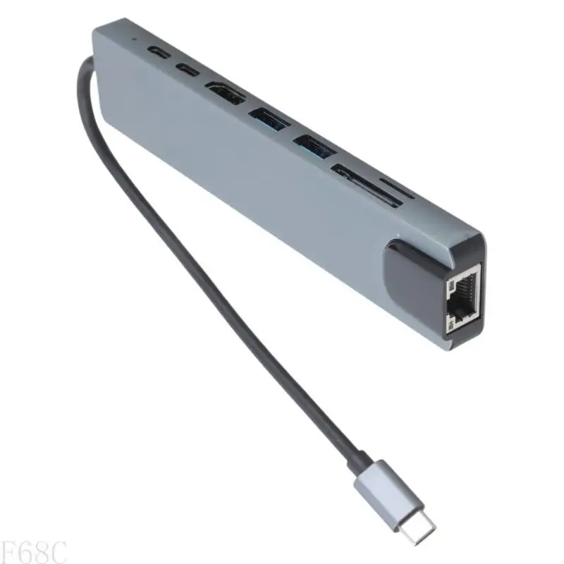 F68C 5 USB C Hubs Typ C bis 4K Adapter mit RJ45 Networking Ethernet LAN -Ladung