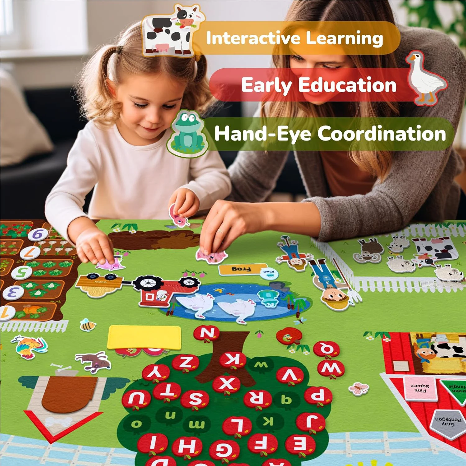 Farm Animals Felt Story Board Set Storytelling Early Learning Interactive Play Kit Wall Hanging Puzzle Toys for Toddlers Gifts