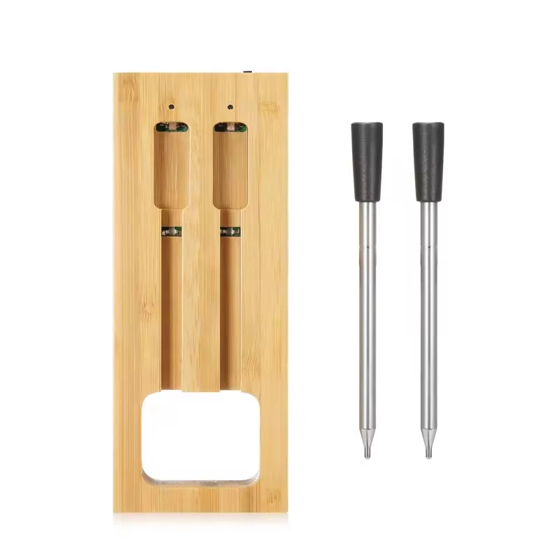 Digital BBQ Thermometer, Dual Probes, Stainless Steel, App Display USB Powered, Waterproof IP68 Kitchen Meat Measurement