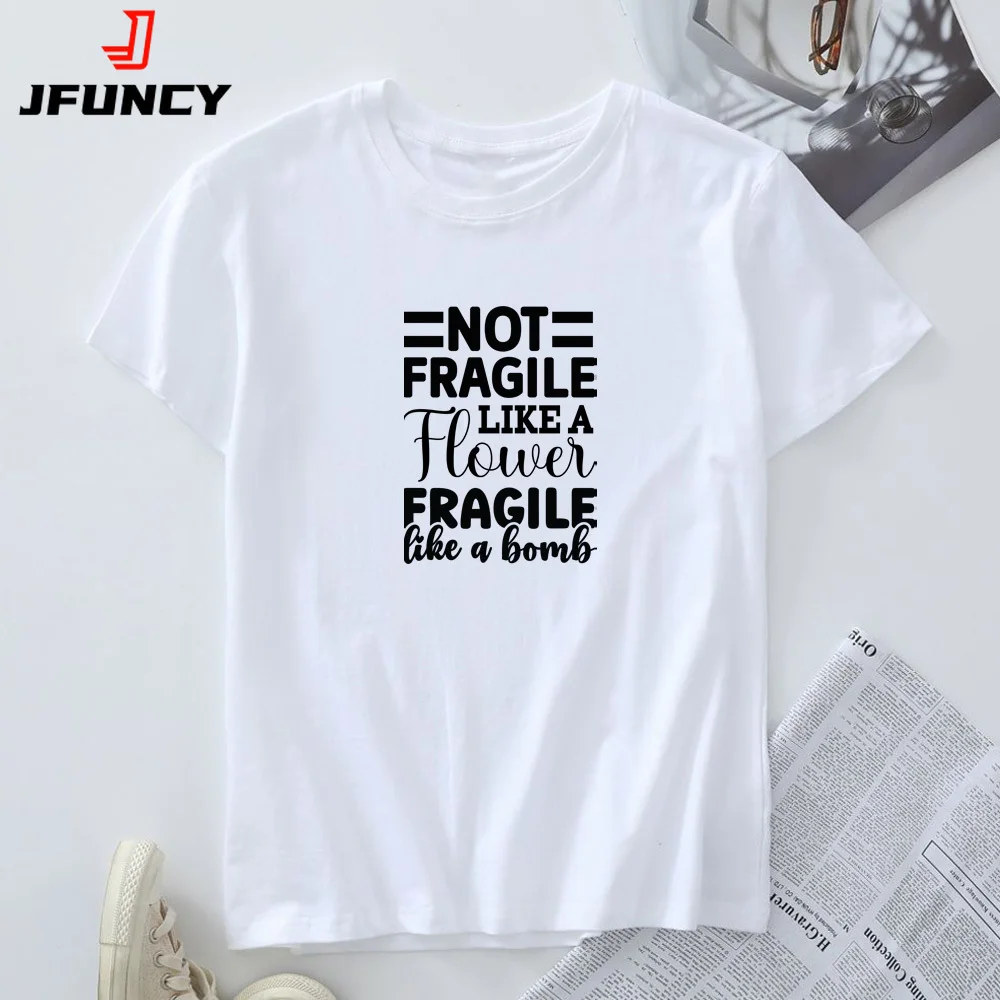 

JFUNCY Women's Tees Summer Woman Tops Oversized Women T-shirt Short Sleeve Cotton Tshirt Female Clothing New Graphic T Shirts