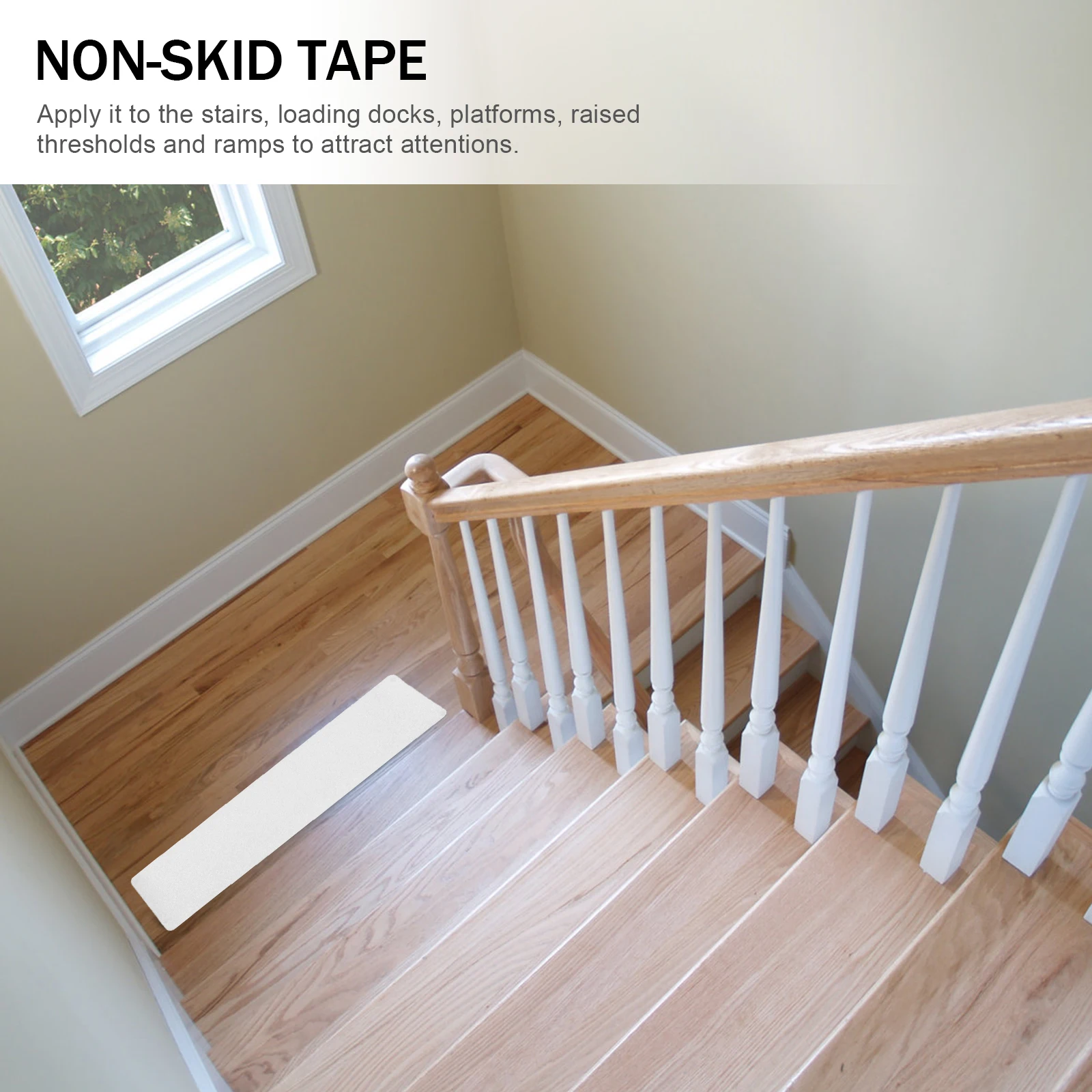 

2pcs Non Slip Tape Stair Treads Adhesive Strips White Safe Environment Kids Seniors Dogs Restaurants Family Rooms Corridors