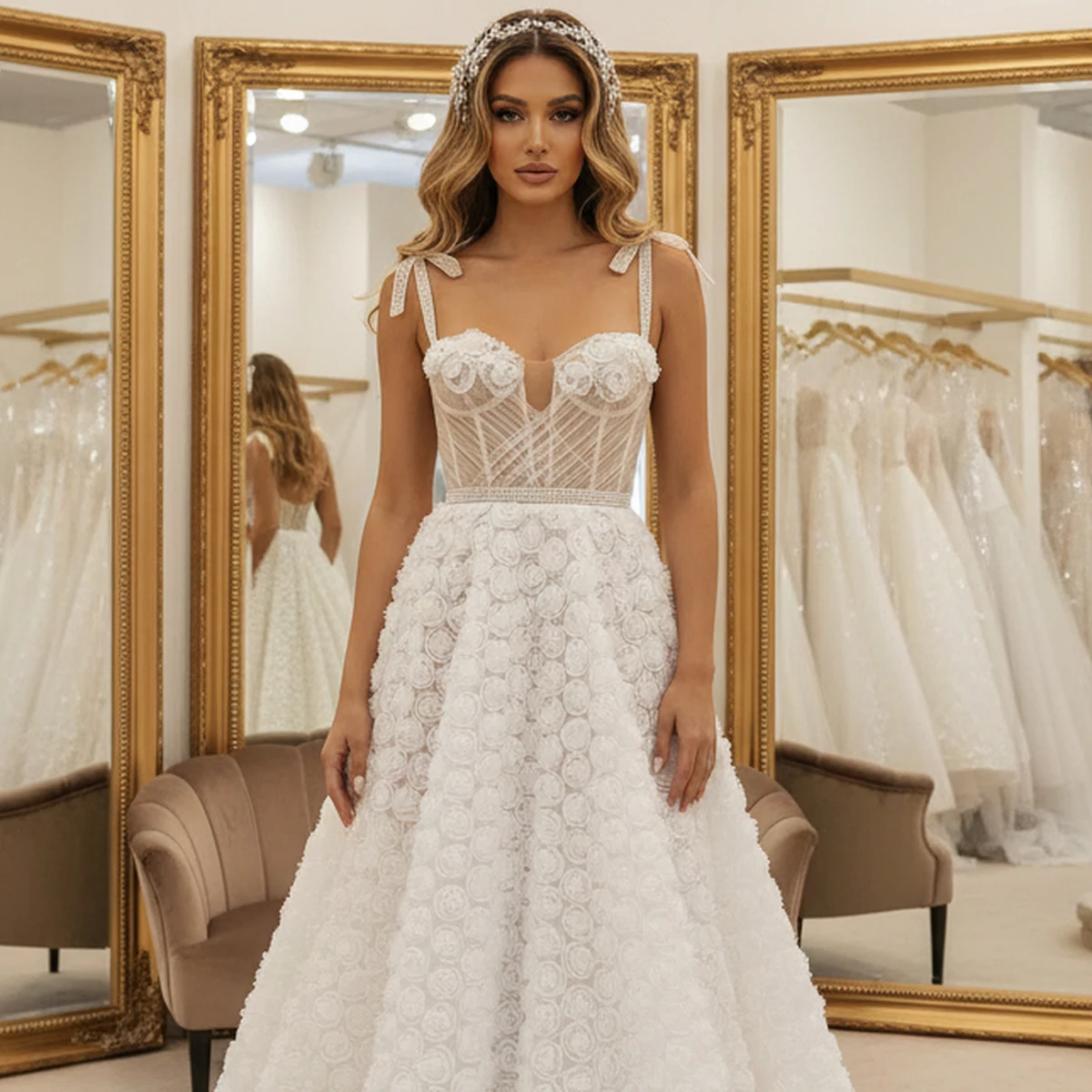 Eenvoudige bloem lieverd tule baljurk trouwjurken voor bruid lang een lijn gezwollen bruidsjurk voor bruid vestidos novia