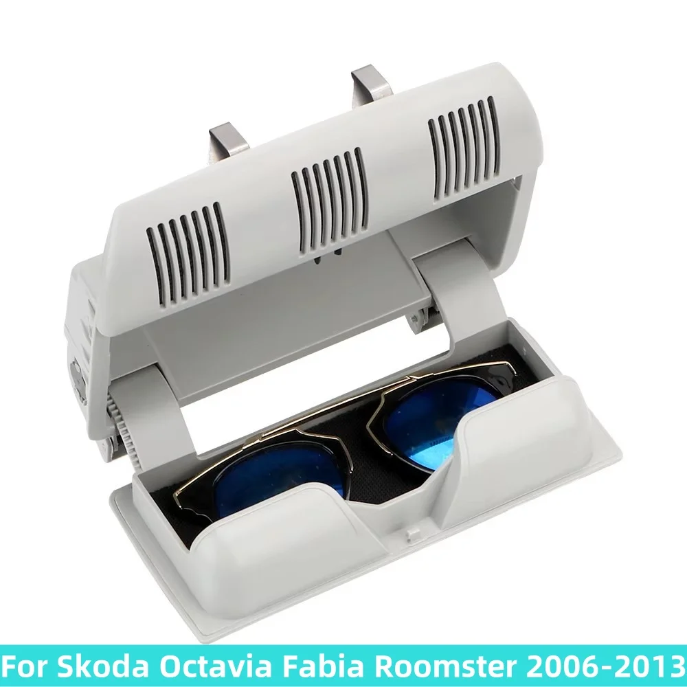 Car Accessories for Skoda Octavia Fabia Roomster 2006-2013 1Z0868565E Car Sunglasses Roof Storage Box Glasses Case Sunglass Clip