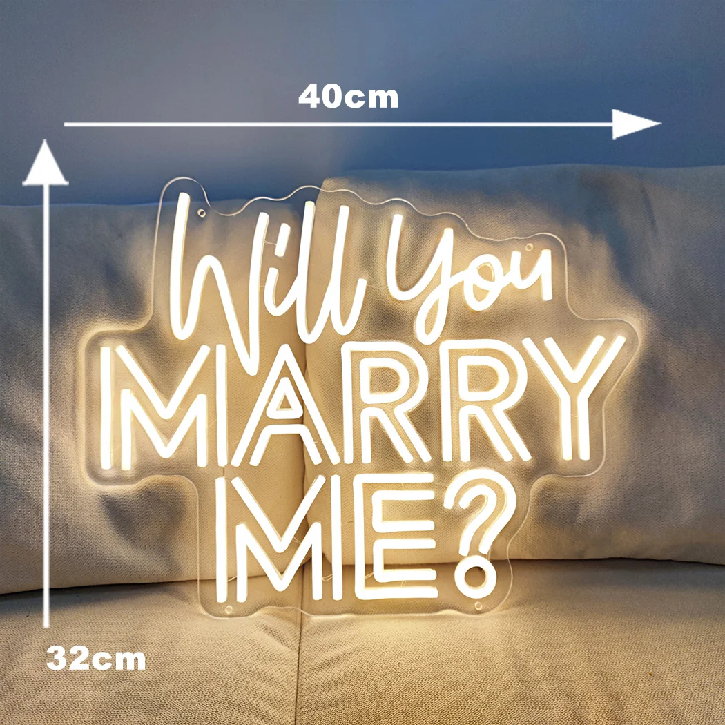 Will You Marry Me Neon Signs LED Wedding Decor with 12V Power Adapter Weddig Party Room Wall Decor Wedding Neon Sign Wall Decor