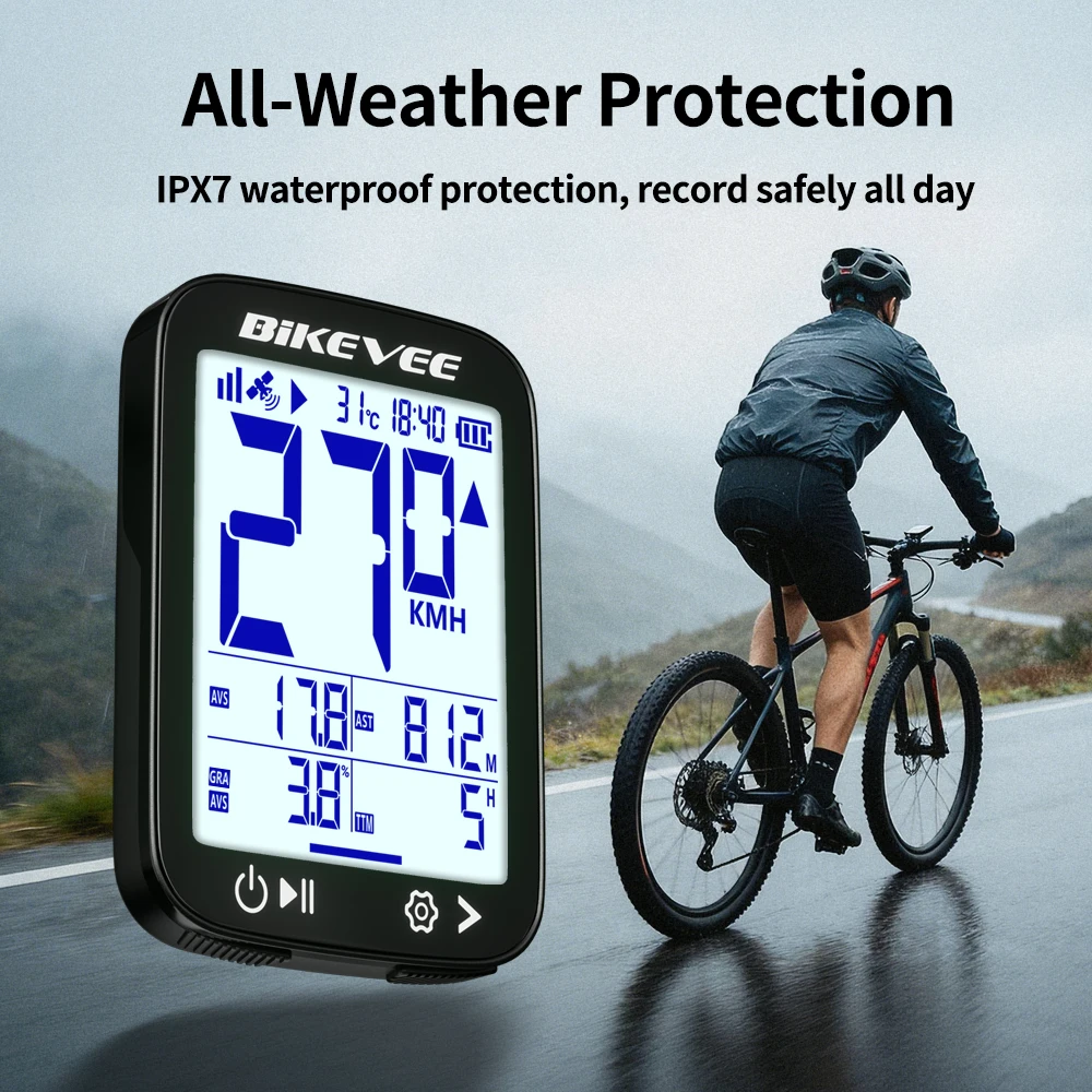 

Беспроводной велокомпьютер с USB-C зарядкой, подсветкой и держателем, GPS, измерением высоты, скорости, расстояния и уклонения для велопрогулок