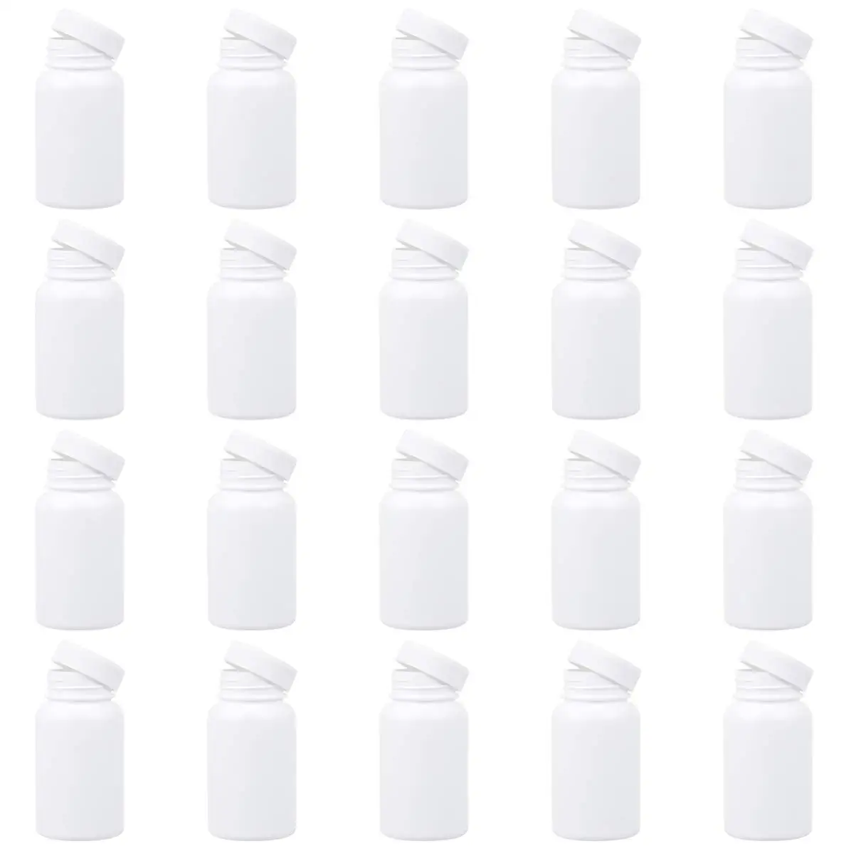 20pcs Empty Pill Bottle 100ml Plastic Medicine Storage Box Portable Medicine Container with Lid White Pill Bottle for Travel