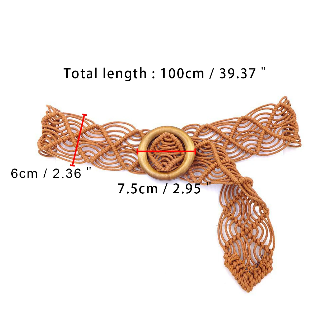 1 PCS Fashion Wide Belts for Women Round Wood Buckle Belt Female Casual Crochet Waistband