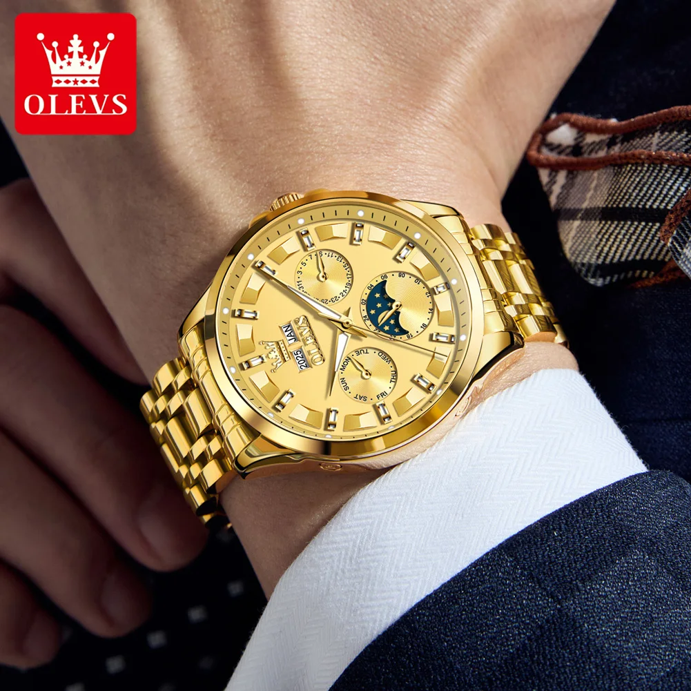 OLEVS Orologi da uomo Luxury Fashion Top Brand Orologio meccanico automatico originale per uomo Calendario completo Impermeabile luminoso