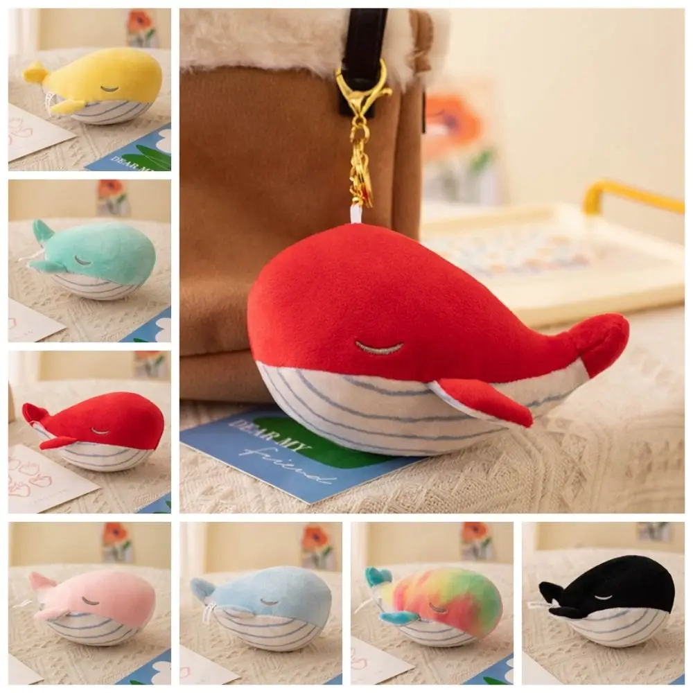 PP Cotton Plush Whale Keychain Fluffy Collection Animal Whale Small Pendant Cartoon Soft Whale Plush Toy Children Girls Boys