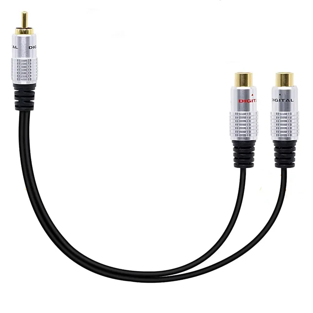 RCA Y-Adapter Audio Cable,RCA Splitter Cable 1 RCA Mono Male to 2 RCA Phono Female Y Adapter Cord (RCA Male to 2 Female)