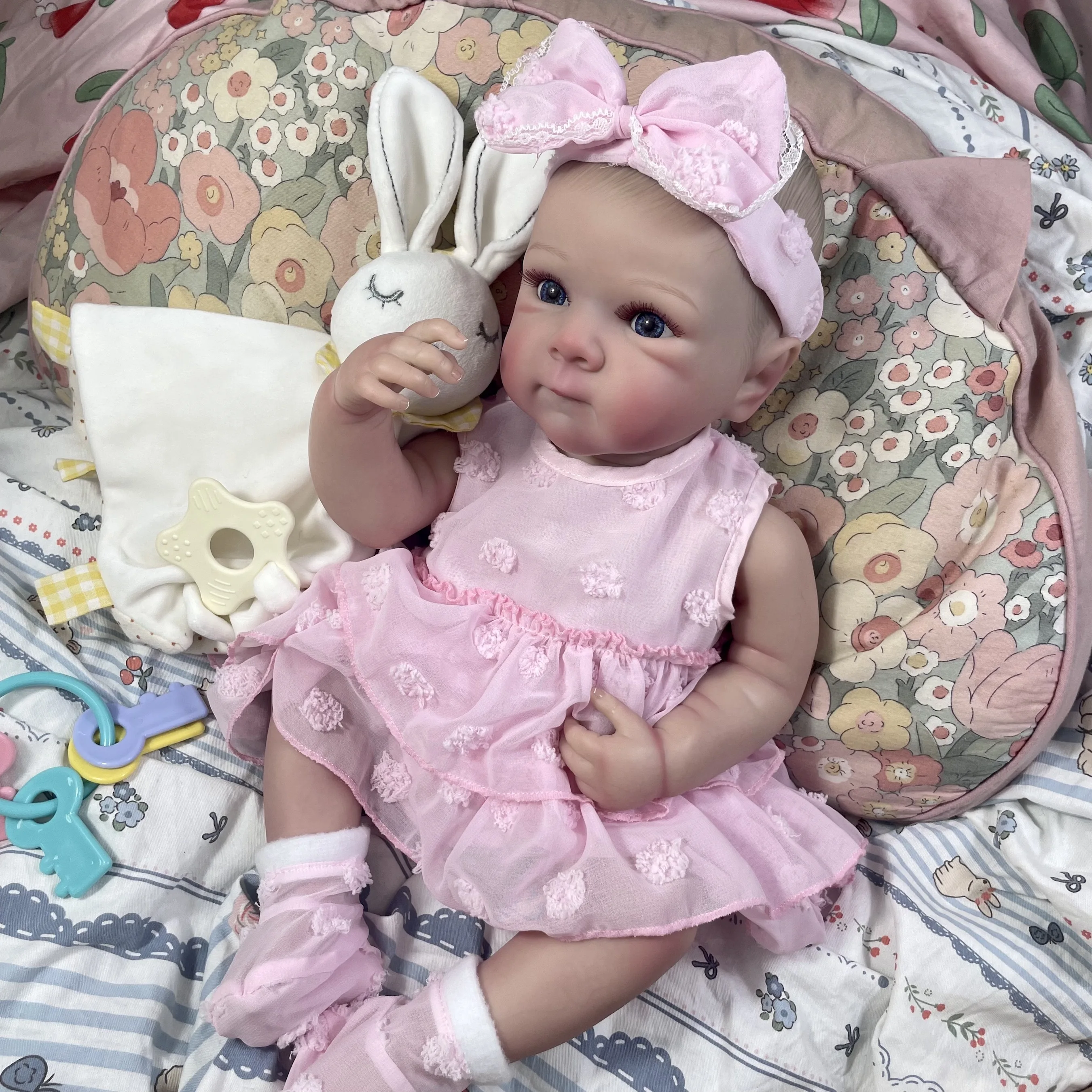 18 Inch Finished Reborn Baby Doll Full Silicone Vinyl Girl Washable Bettie With Painted Lifelike 3D Skin Reborn Christmas Toys