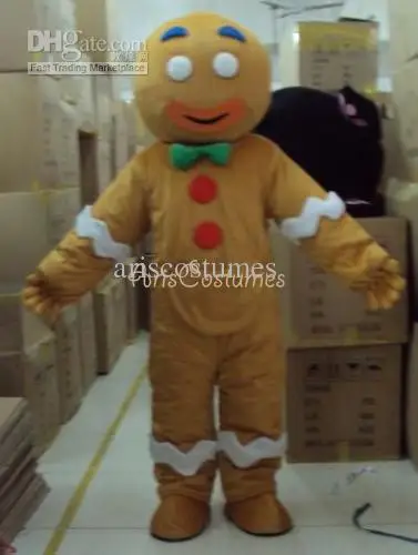 Costume de mascotte de dessin animé de bonhomme de pain d'épice en mousse, robe de paupières en peluche, Halloween, Noël, mignon, offre spéciale