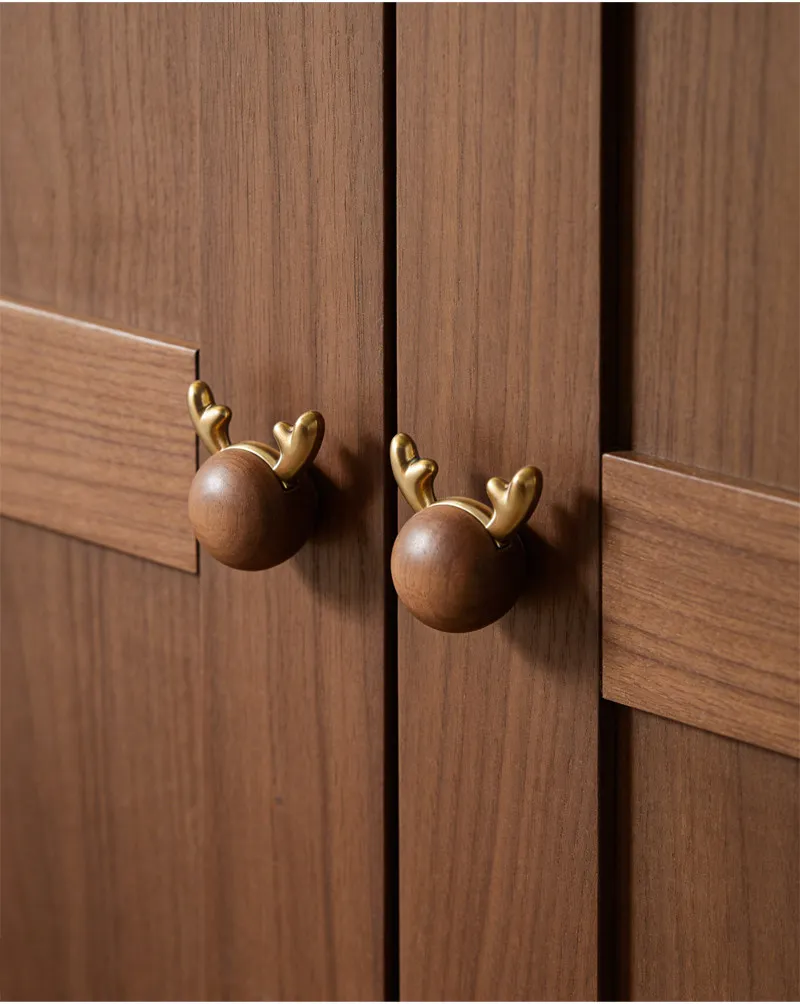 Minimalistischer Runder Walnussholz-Knopf Küchenschrank-Türgriff Natürlicher Walnuss-Eschen-Buchen-Dekor Kugelförmiger Möbelgriff – Detail 6