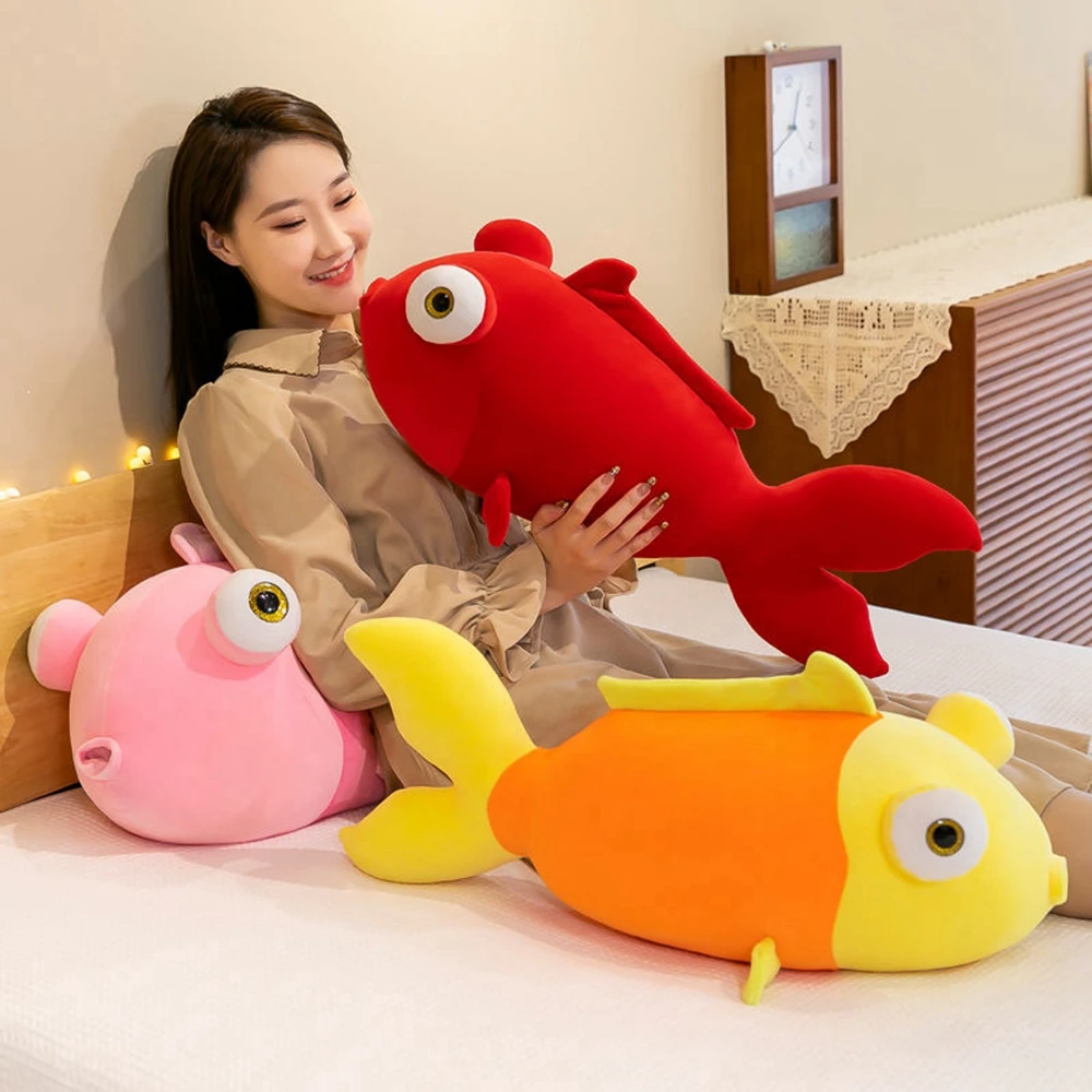 35CM New Cute Goldfish Plush Toy Big Eyes Bubble Toot Beak Simulation Fish Sleeping Doll Children\'s Birthday Christmas Gift