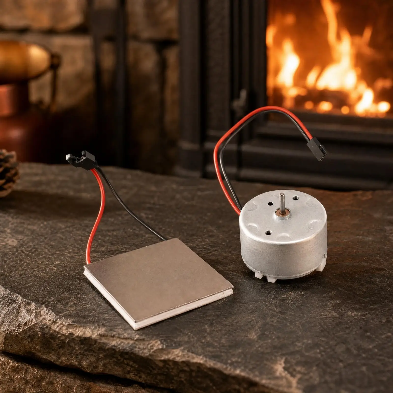 Stove Fan Motor Generator Plate 40cm Square for Fireplace Fan Heat Powered Wood Burning Stove Air Circulation Kit