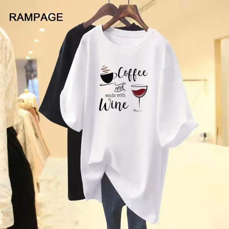 

Women Cartoon Printed Basics Pullover Summer Crew Neck Short Sleeve All Cotton Casual Loose T-shirt Lady M-6xl Simple Top Tee