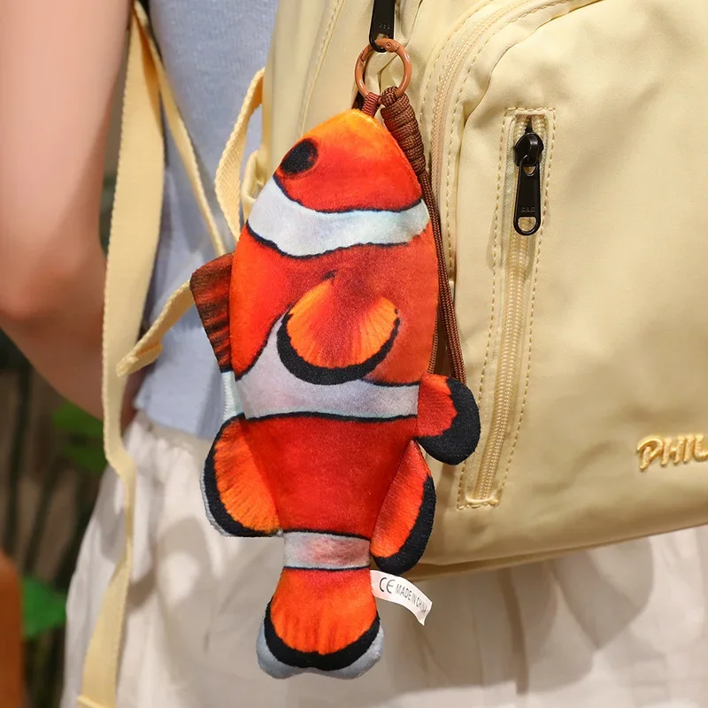 Simulation Fish Plush Pendant Mackerel Carp Goldfish Trout Flounder Angelfish Clown Perch Soft Keyring Gift For Bag Accessory