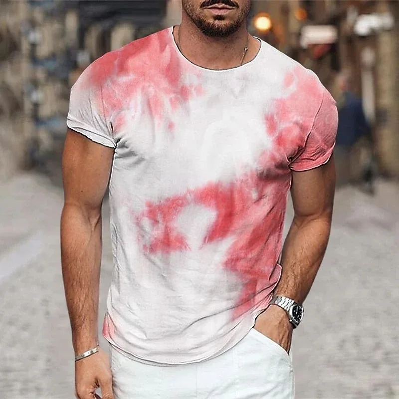 New Tie-dye 3D Print Mens T-shirt Summer Fashion Clothing Casual Short Sleeve T-shirt for Cool Men Tops Tees Clothes Racing suit