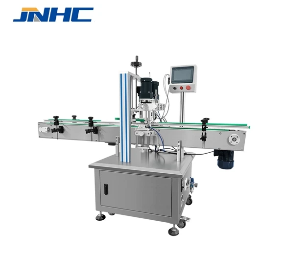 Automatic Bottle Cap Table Top Screw Magnetic Vial Closing Water Cans Bottling Desk Drums Elevator Aluminum Capping Machine