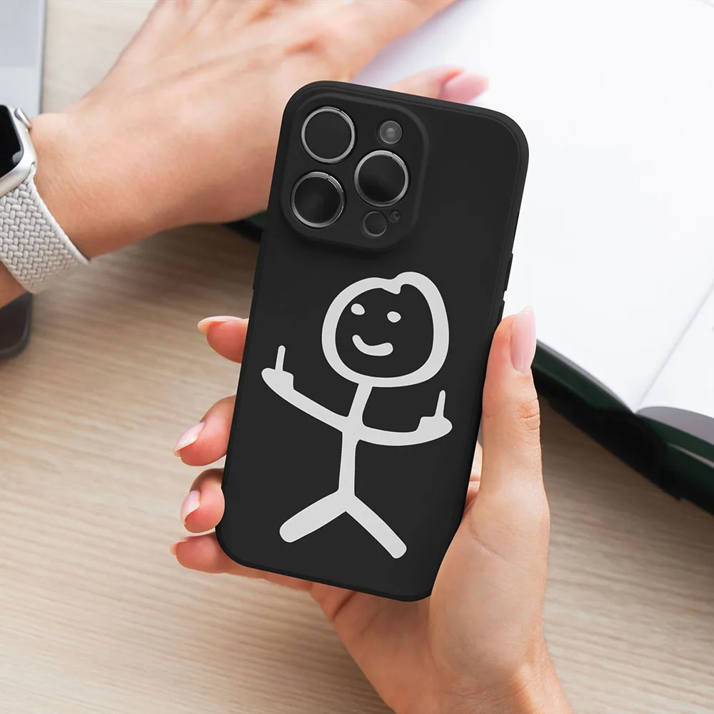 Funny Middle Finger Cute Couple Phone Case for iPhone 16 15 14 13 12 11 XS Pro Max Mini 7 8 Plus SE 17 SE2 X XR Soft Cover