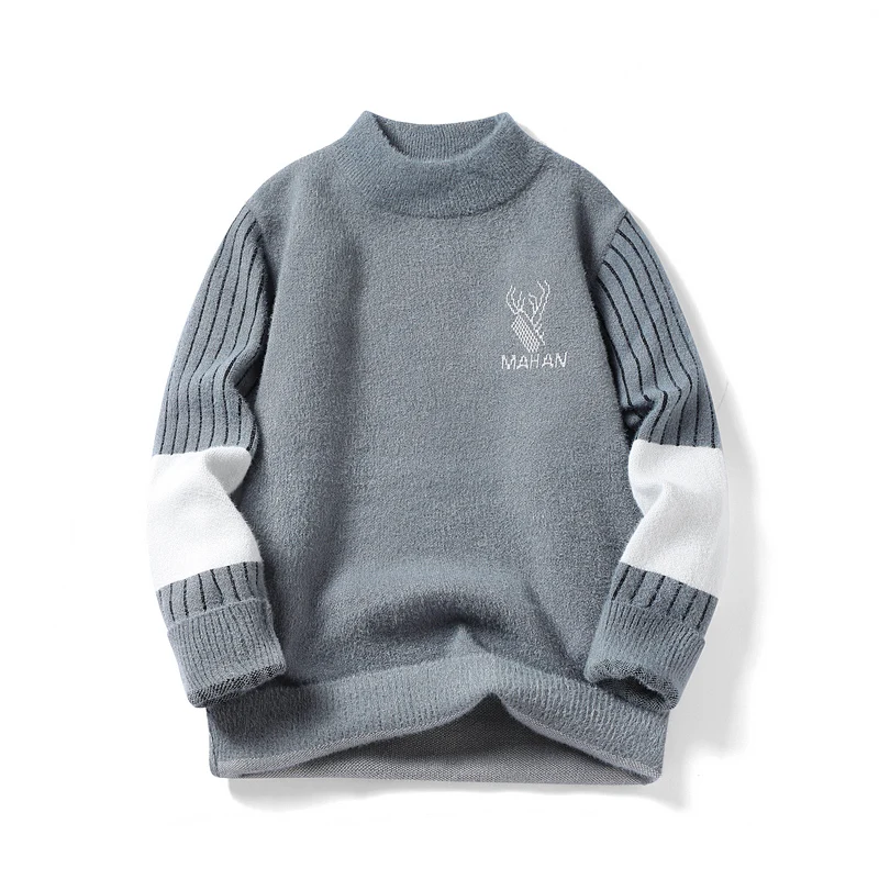 

Turtleneck Bottom Shirt Autumn Winter Pullover Knitwear Sweatshirt Casual Jumper Men Warm Clothing Thicken Striped Sweater Tops