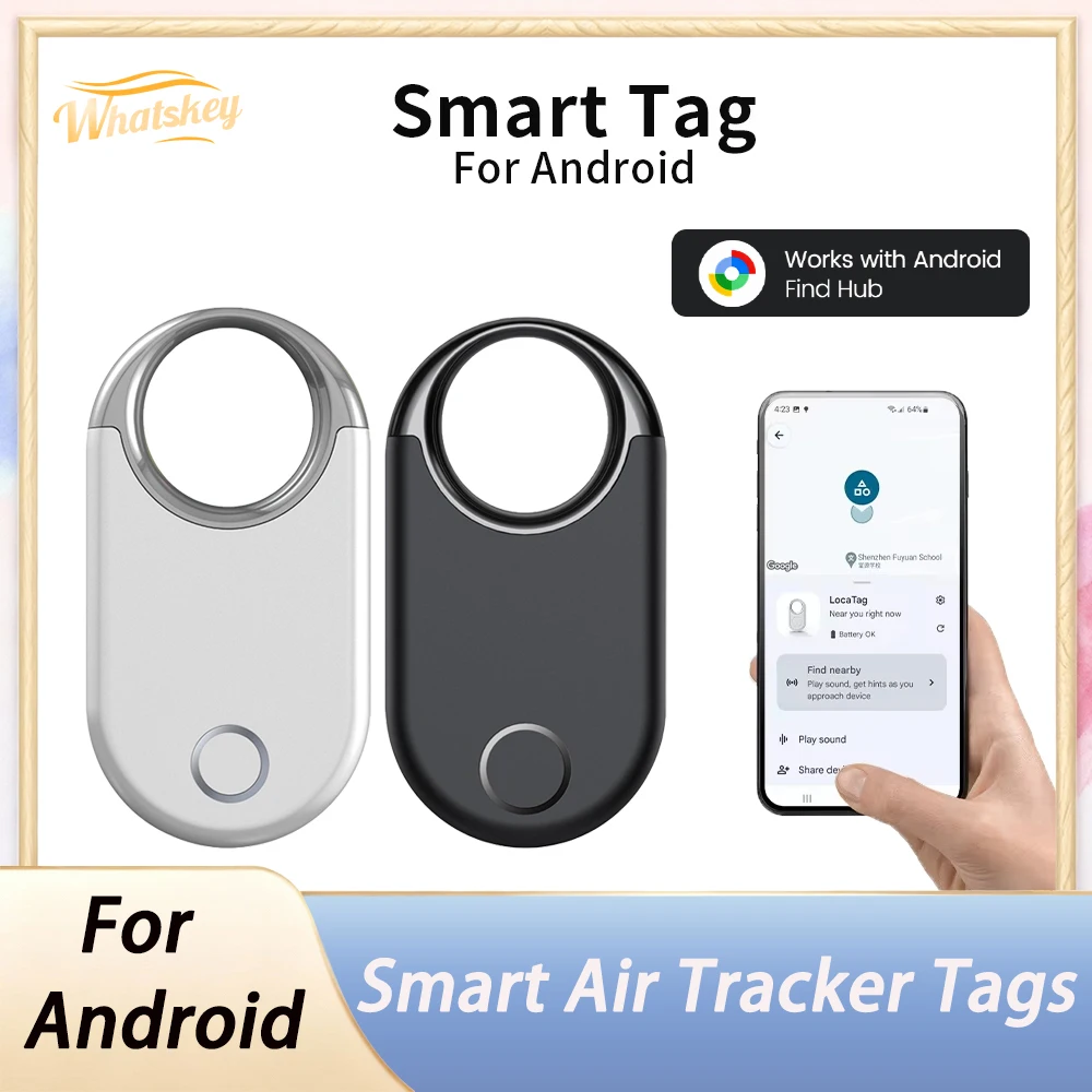 Bluetooth GPS Tracker, Smart Tag Tracking Device, Item Finder for Keys, Wallet, Luggage, Pets, Works with Google Find Hub Device