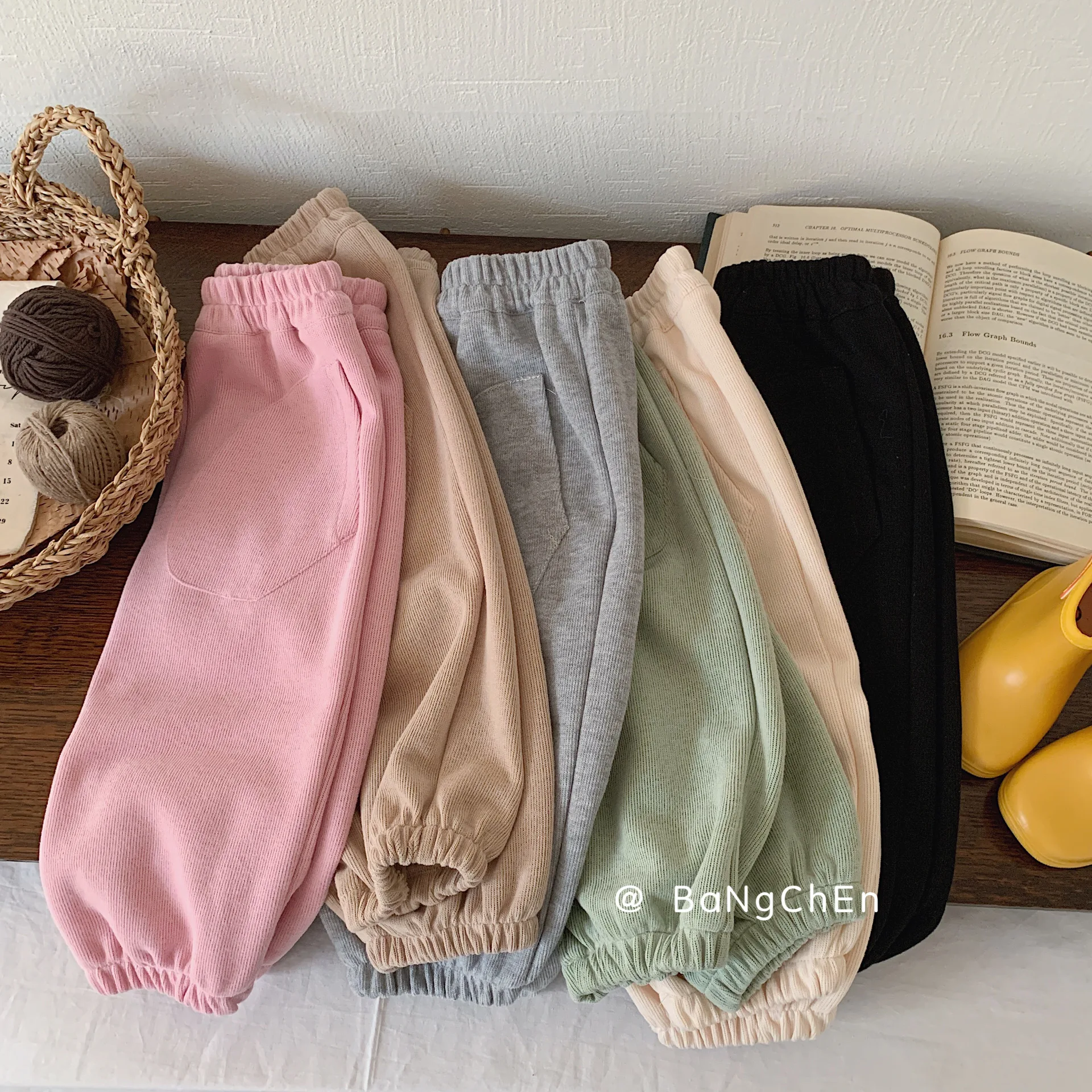 Children Sweatpants 2024 Autumn Boy Rice Wool Brushed Casual Pants Children Korean Style Fashion Soft Solid Color Pants