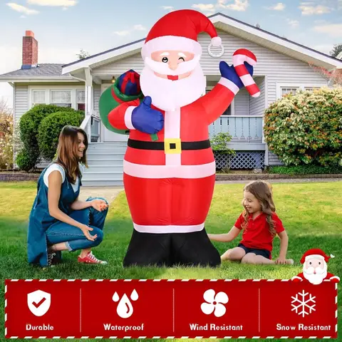 फ़ीट क्रिसमस इन्फ़्लेटेबल सांता क्लॉज़ उपहार के साथ - हॉलिडे गार्डन लॉन पार्टी के लिए एलईडी लाइट्स के साथ आउटडोर सजावट 8 best sales लॉन के आभूषण - №6