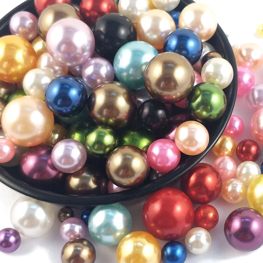 Pearl Beads for Jewelry Making Random Mix 3mm-20mm Random Colors 30pcs Colorful Round Acrylic Pearl with Hole for Chunky Jewelry