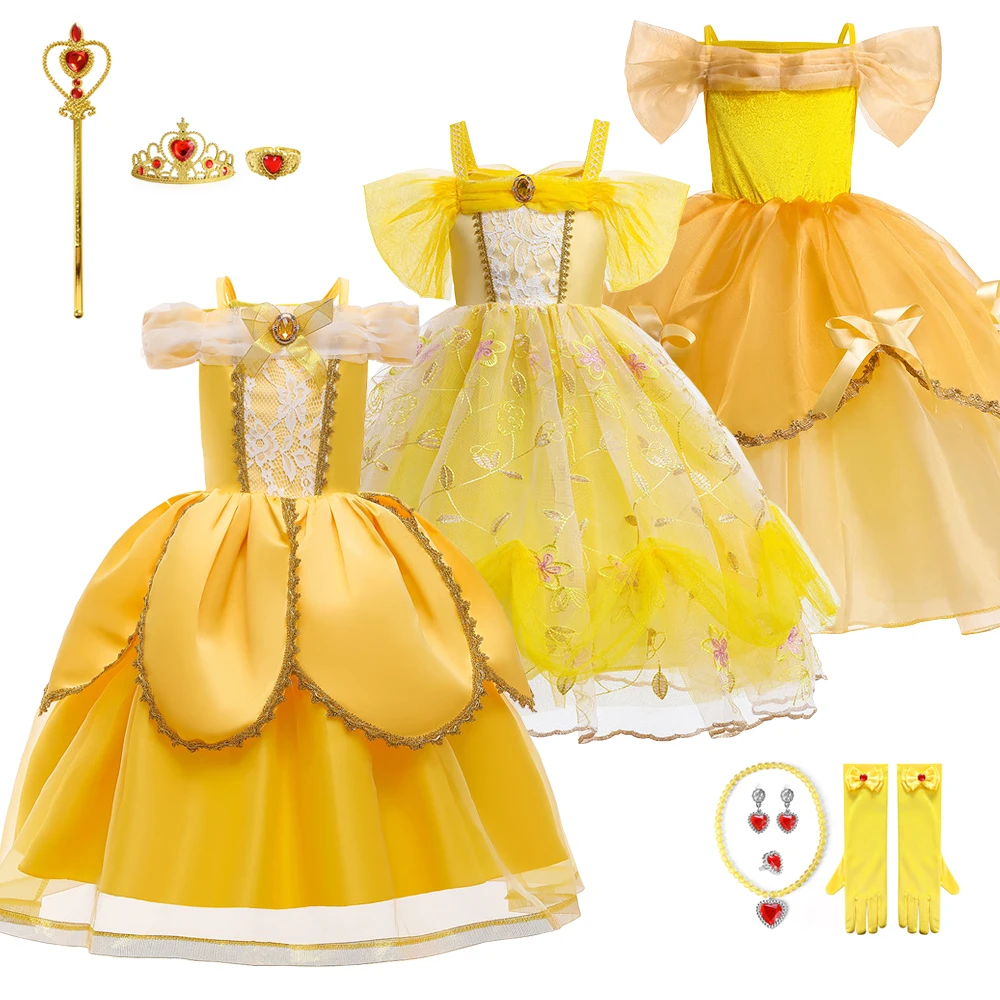 

Halloween Costume Beauty and the Beast Belle Princess Dress For Girls Kids Christmas Birthday Party Carnival Outfits Children