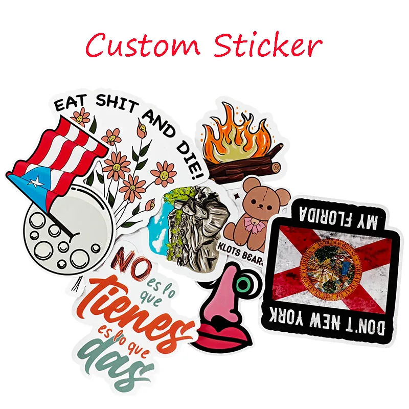 Kustom Stiker Logo Anda Sendiri Logo Pribadi Scrapbooking PVC Vinil Tahan Air Die Kiss Potong Perekat Kertas Label Stasioner