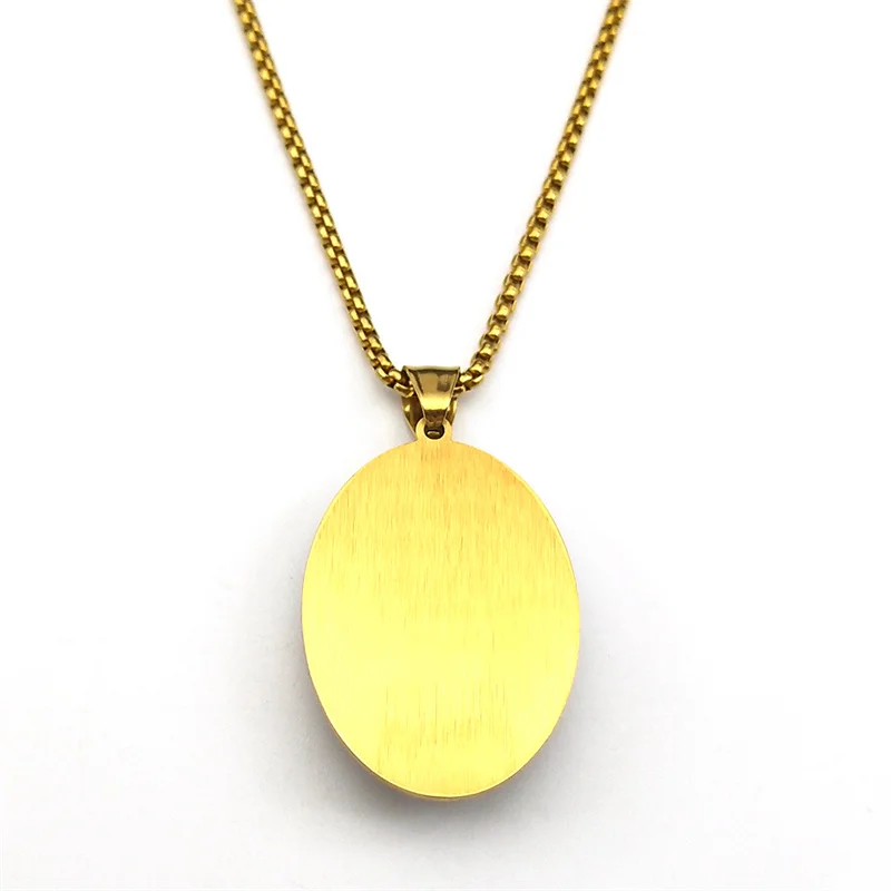 San Judas Tadeo Glass Medal Pendant Necklace for Women Men Stainless Steel Gold Color Saints Apostle of Jesus Amulet Jewelry