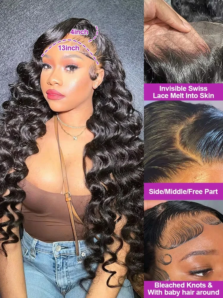 40 Inch 250 Density Curly Human Hair Wigs 13X4 HD Transparent Lace Front Wigs 13x6 Pre Plucked Curly Water Wave Wig 5x5 Glueless HD Lace Front Wig Ready to Go Lace Frontal Brazilian On Sale