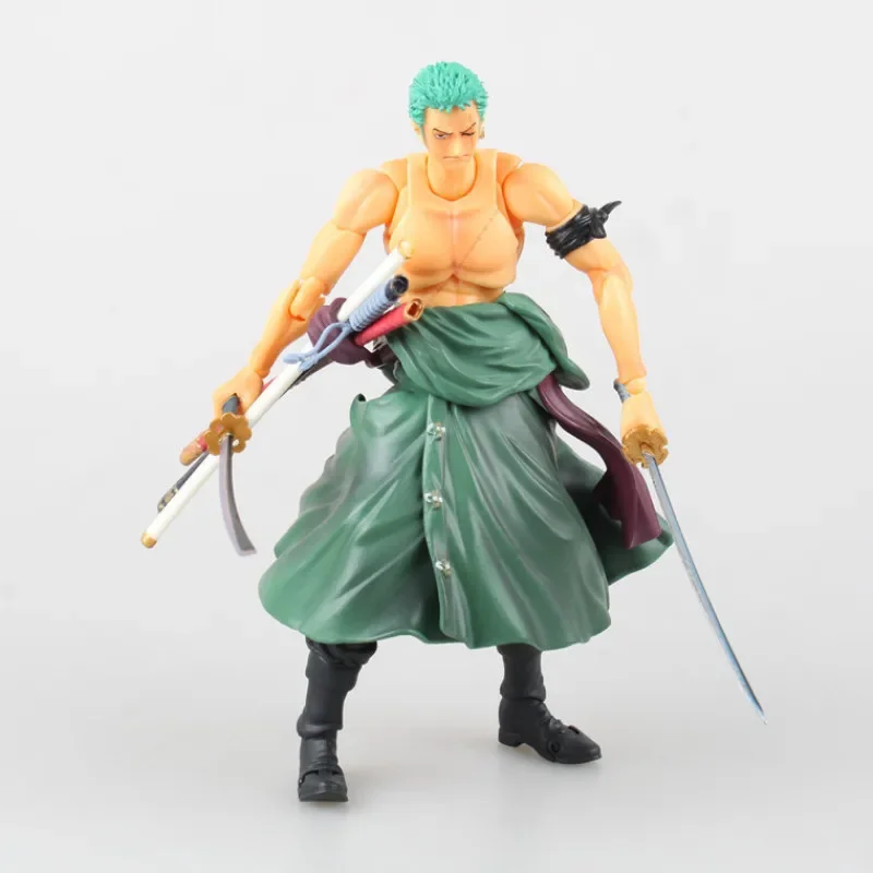 In Stock 2024 New Boxed 18CM Anime ONE PIECE Zoro SHF Changeable Face Joint Movable Figure PVC Model Toy Doll Collectible Gifts