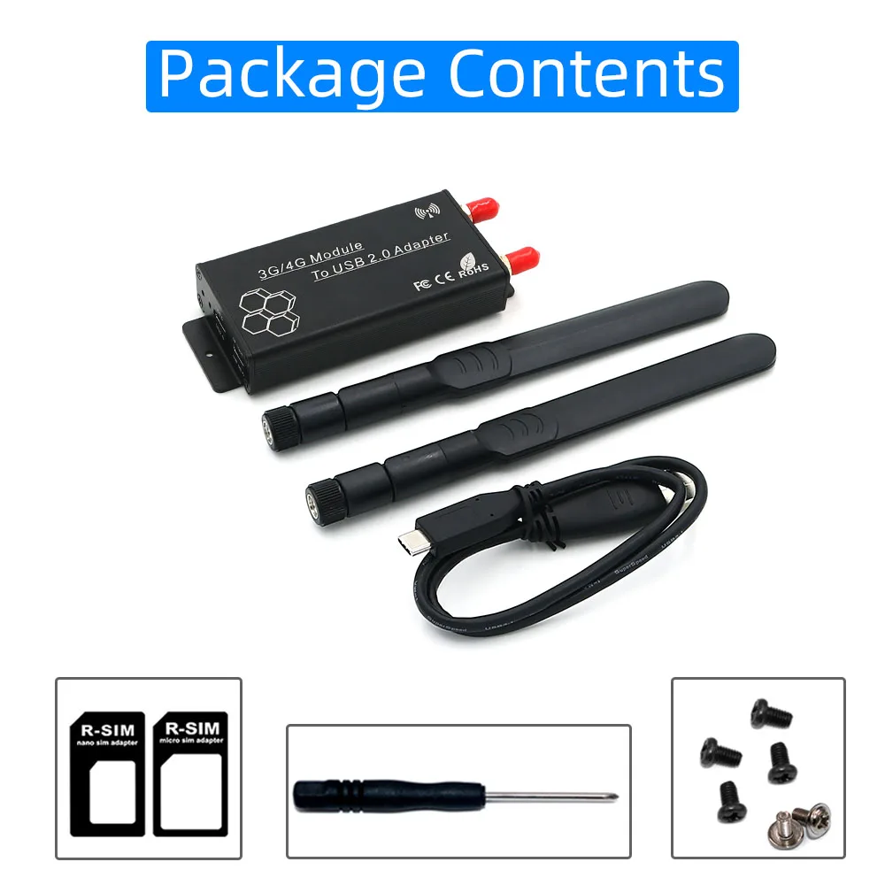 Mini PCI-E to USB 2.0(TYPE C) Adapter With SIM card Slot and Auxiliary Power Interface for WWAN/LTE Module