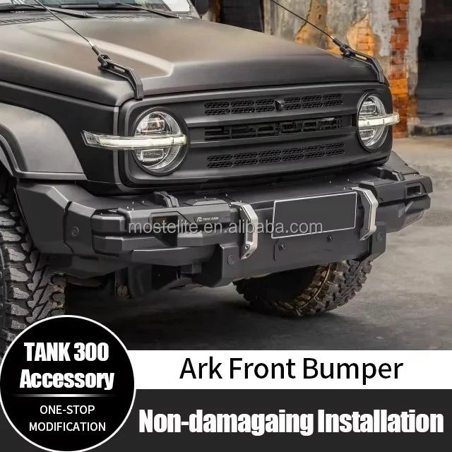 Off Road Front Bumper, Carbon Steel, Front Bumper Upgrade, Fit For GWM Tank 300, Jetour T2, Baic BJ40, Screw-On Tow Hook Bumper