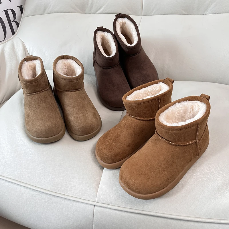 

Thickened Fleece Warm Anti-Slip Men's Winter Boots Short Cotton Shoes Easy to Wear Northeast Lamb Fur Boots Casual Style