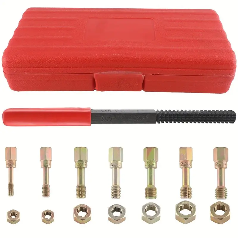 ABFU-Universal 15 Piece Metric Thread Chaser Set Thread Rethreading Kit M6 M8 M10 With Case
