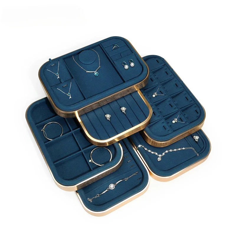 New Jewelry Display Plate Ultrafiber Blue Jewelry Storage Necklace Ring Jewelry Tray Live Watch Pallet Spot