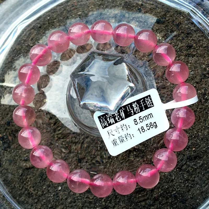 

Collector's Grade Natural Jelly-Textured 7A Madagascar , Rose Quartz Bracelet for Women, Old Mine Red