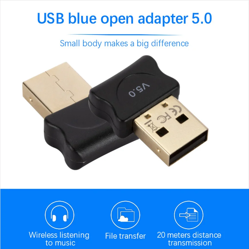 Grwibeou سماعة لاسلكية تعمل بالبلوتوث 5.0 استقبال الارسال محول USB بلوتوث استقبال الصوت دونغل محول للكمبيوتر الكمبيوتر المحمول