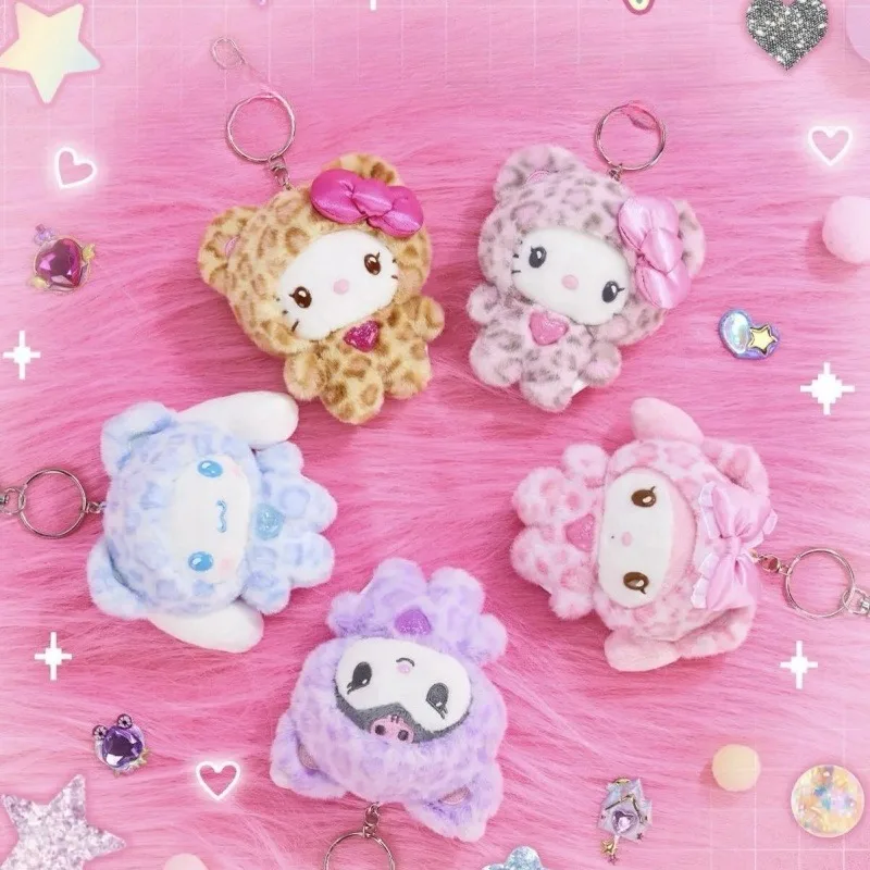 Sanrio Leopard Bear Series Hellokitty Cinnamoroll My Melody Plüschtiere Süße Tasche Puppe Anhänger Puppen Urlaubsgeschenke