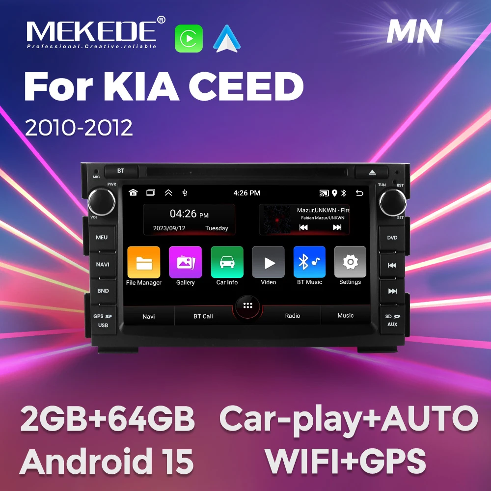 

Автомобильное радио MEKEDE Android 15 2 + 64G, авторадио для Kia Ceed Venga 2010-2016 2 Din Carplay, GPS, центральное мультимедиа, умные автомобильные системы