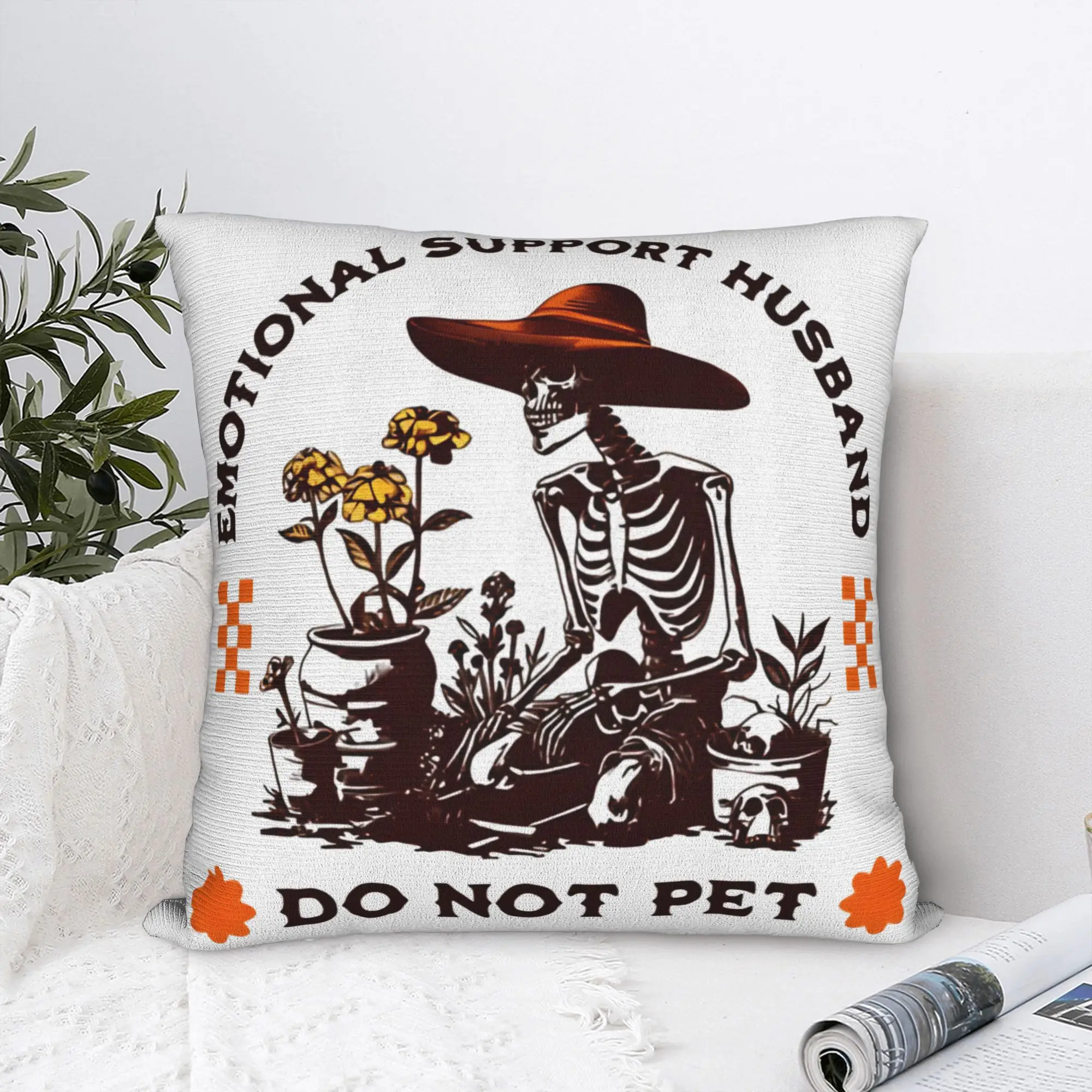EMOTIONAL SUPPORT HUSBAND DO NOT PET Pillow Case  Square Pillow Cover For Sofa Home Decor Kawaii Pillowcases