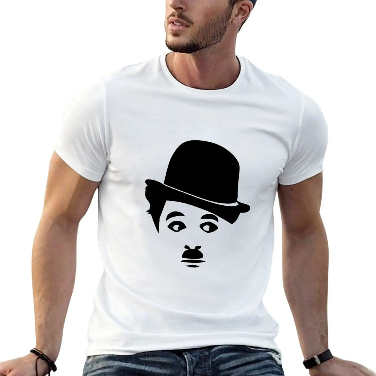 

Charlie Chaplin vector cartoon drawing T-Shirt t shirt custom print cotton t shirts high quality T-Shirt