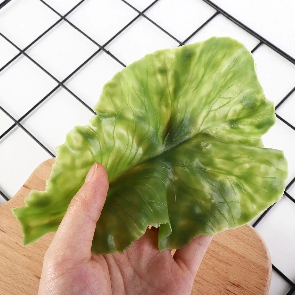 PU 1Pcs Lifelike Artificial DIY Kitchen Decor Lettuce Adornment   Vegetable Model Lettuce Leaves