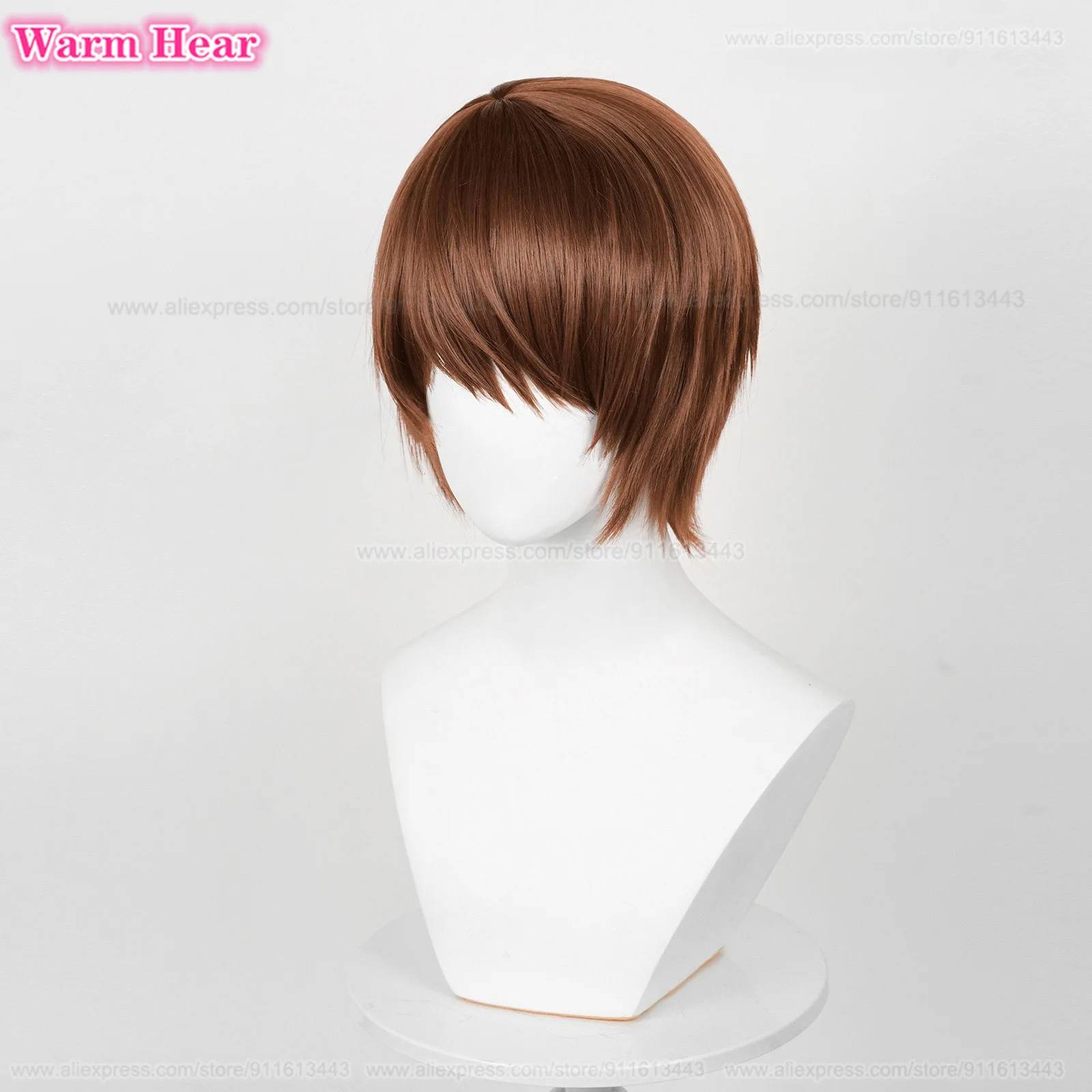 Światło Yagami peruka do Cosplay peruki Anime 30cm krótka brązowa peruki Yagami odporne na ciepło syntetyczne peruki na przyjęcie do włosów + czapka