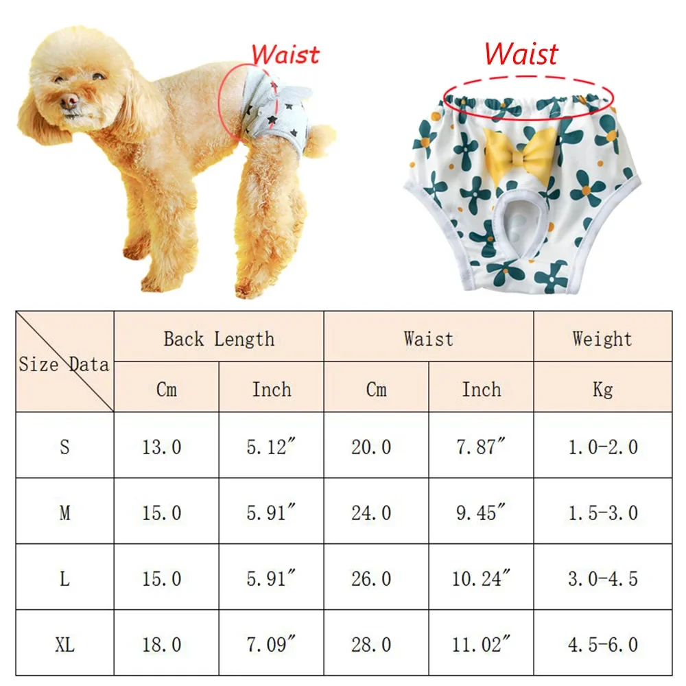 Reusable Female Pet Diaper Shorts for Small Dogs Prevent Harassment Puppy Dog Physiological Pants Chihuahua Maltese Underwear