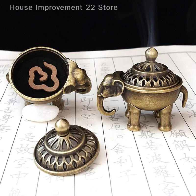 Elephant Lucky Incense Burner Metal Lotus Incense Burner Bowl Incense Holder With Handle Yoga Meditation Home Decor AncientStyle